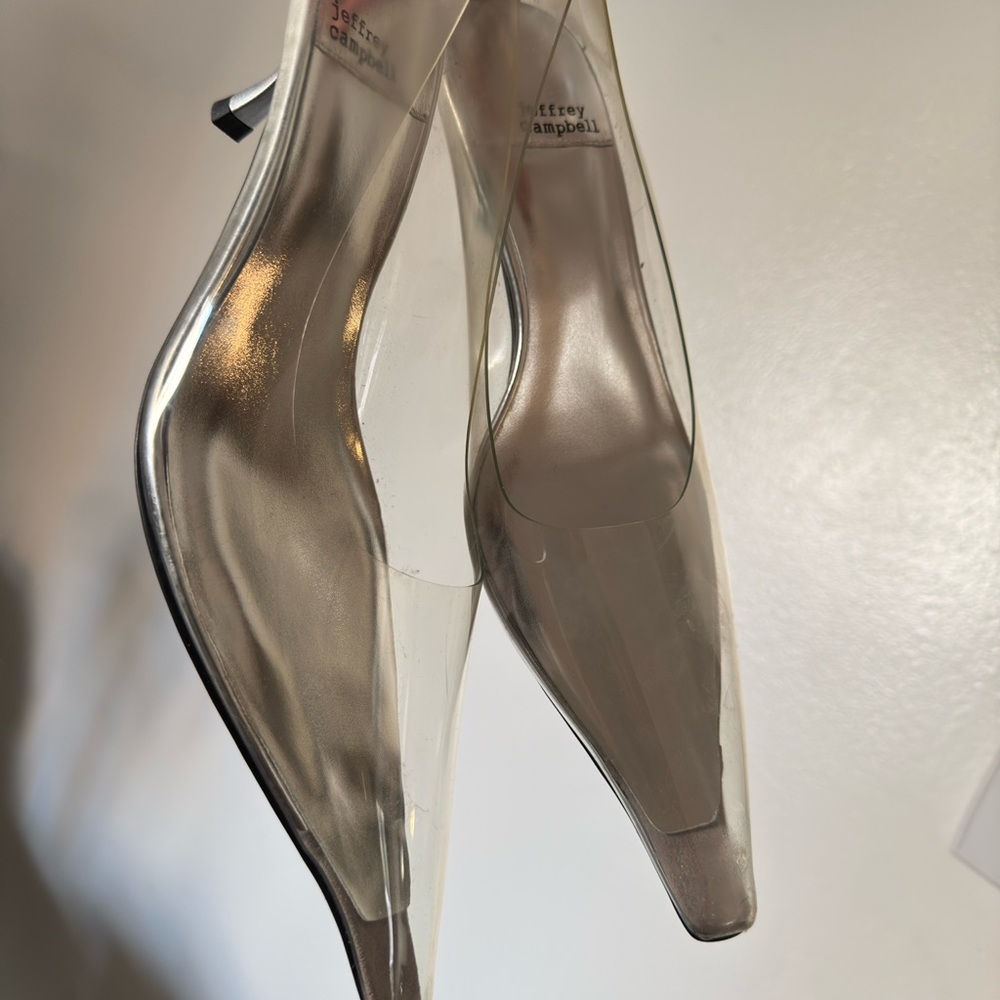 Jeffrey Campbell Transparent Silver Heels